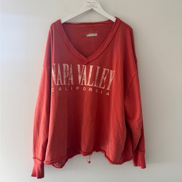FREE PEOPLE Venice V Neck Graphic Sweatshirt L - Picture 4 of 6